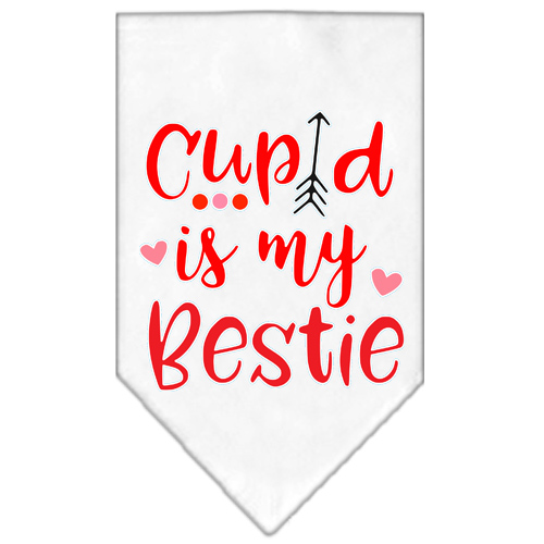 Cupid is my Bestie Screen Print Bandana White Small